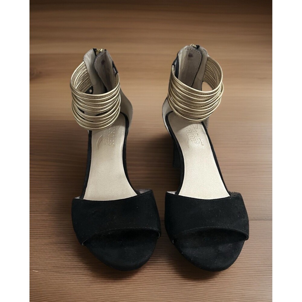 Aerosoles Glamour Girl Faux Suede Dressy Pump Heels Black Gold 6.5 M